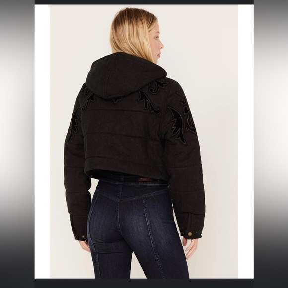 NWT FREE PEOPLE WOMEN'S FLEUR DE LIS DENIM PUFFER JACKET - Picture 3 of 4